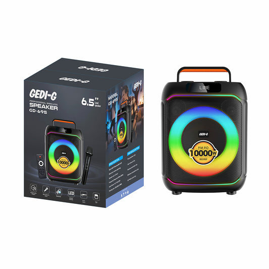 Zore GD-695 Dijital LED Göstergeli Mikrofonlu RGB TWS 6.5 inç Stereo Bass Kablosuz Karaoke Hoparlör