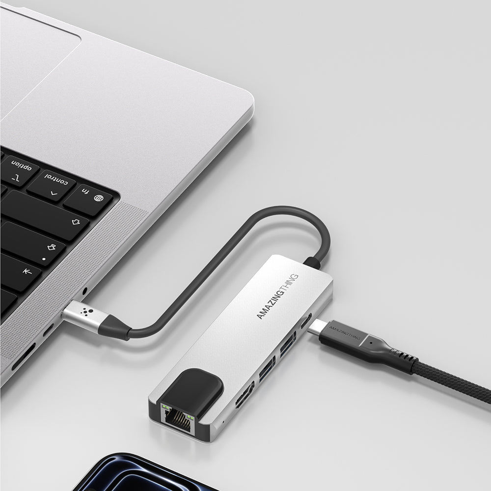 Amazingthing Thunder Pro RJ45 Type-c to HDTV 5 in 1 4K 60Hz Ethernet Dönüştürücü Adaptör