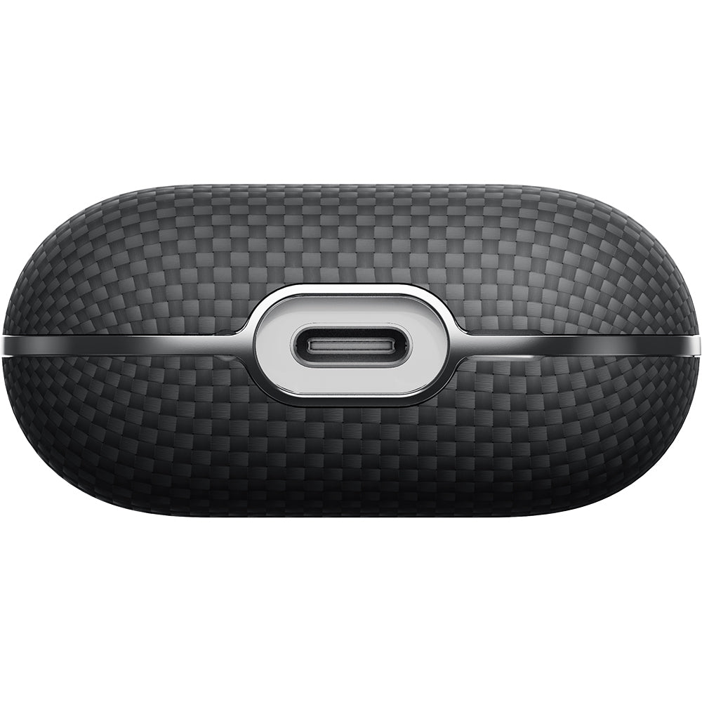Apple Airpods 4 Kılıf 1500D Aramid Fiber Pitaka Ultra-Slim Classic Serisi Black-Grey Twill Kapak