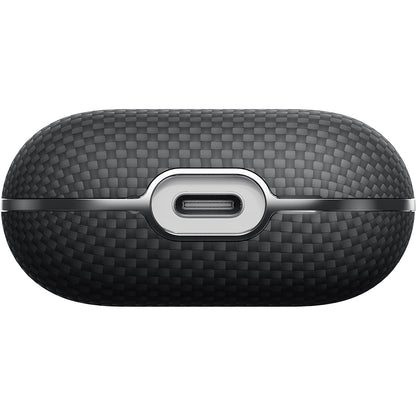 Apple Airpods 4 Kılıf 1500D Aramid Fiber Pitaka Ultra-Slim Classic Serisi Black-Grey Twill Kapak