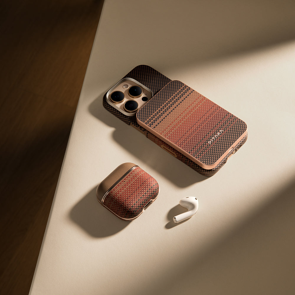 Apple Airpods 4 Kılıf Aramid Fiber Pitaka Tactile Woven Sunset-Moonrise Serisi Kapak