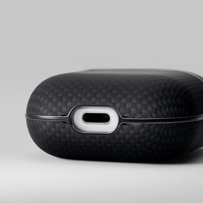 Apple Airpods Pro 2 Kılıf 1500D Aramid Fiber Pitaka Ultra-Slim Classic Serisi Black-Grey Twill Kapak