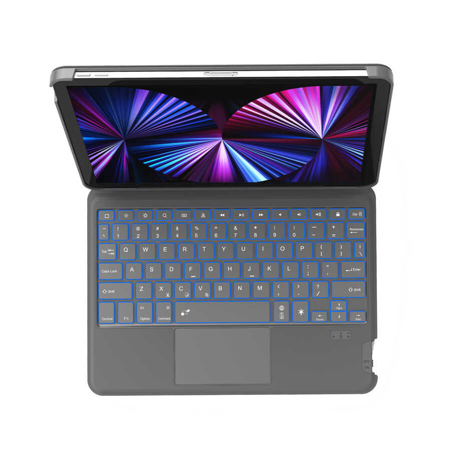 Apple iPad Air 11 2025 M3 Wiwu Combo Led Işıklı Magnetik Standlı Klavyeli Kılıf