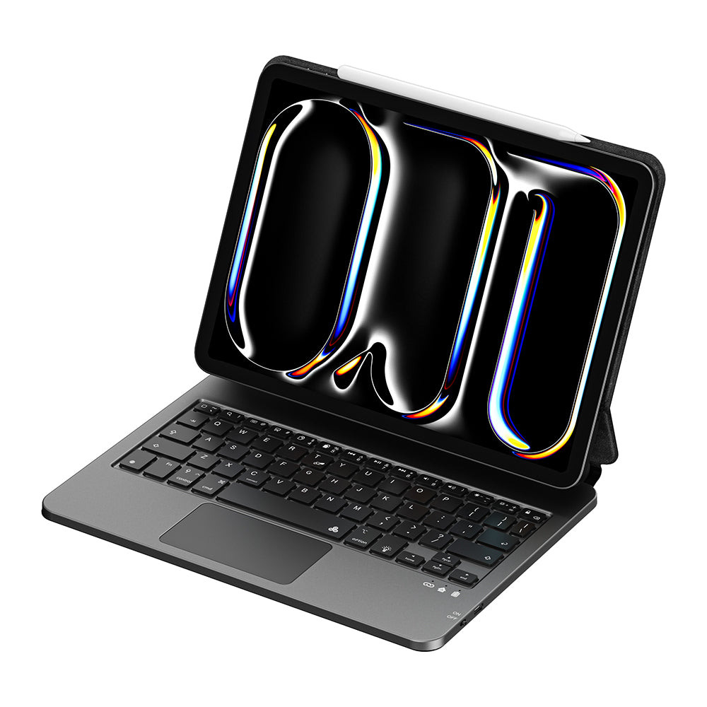 Apple iPad Air 13 2024 Wiwu MK-003 Gizli Kalem Bölmeli Klavyeli Standlı Kılıf
