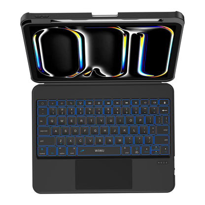 Apple iPad Air 13 2024 Wiwu MK-007 Combo Pro Kalem Bölmeli Klavyeli Standlı Kılıf
