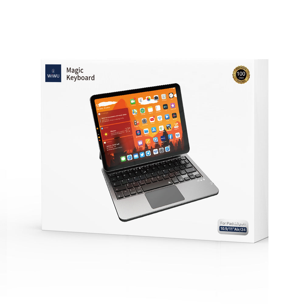Apple iPad Pro 11 2020 (2.Nesil) Wiwu MK-003 Gizli Kalem Bölmeli Klavyeli Standlı Kılıf