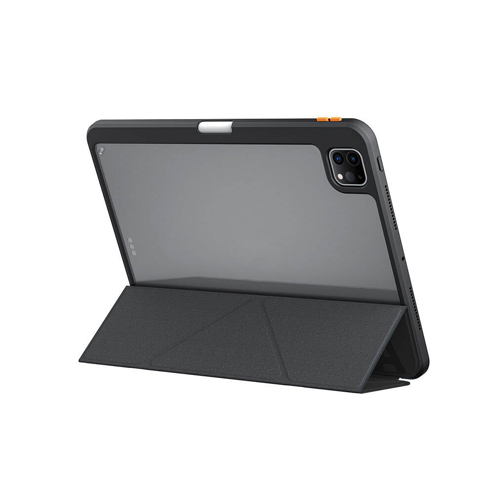 Apple iPad Pro 11 2025 M5 Kılıf SkinArma Kabartma Baskı Tasarımlı 360 Tam Koruma Arkası Şeffaf Standlı Gamma Kılıf