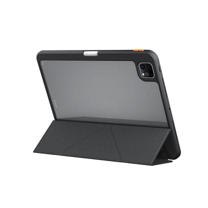 Apple iPad Pro 11 2025 M5 Kılıf SkinArma Kabartma Baskı Tasarımlı 360 Tam Koruma Arkası Şeffaf Standlı Gamma Kılıf