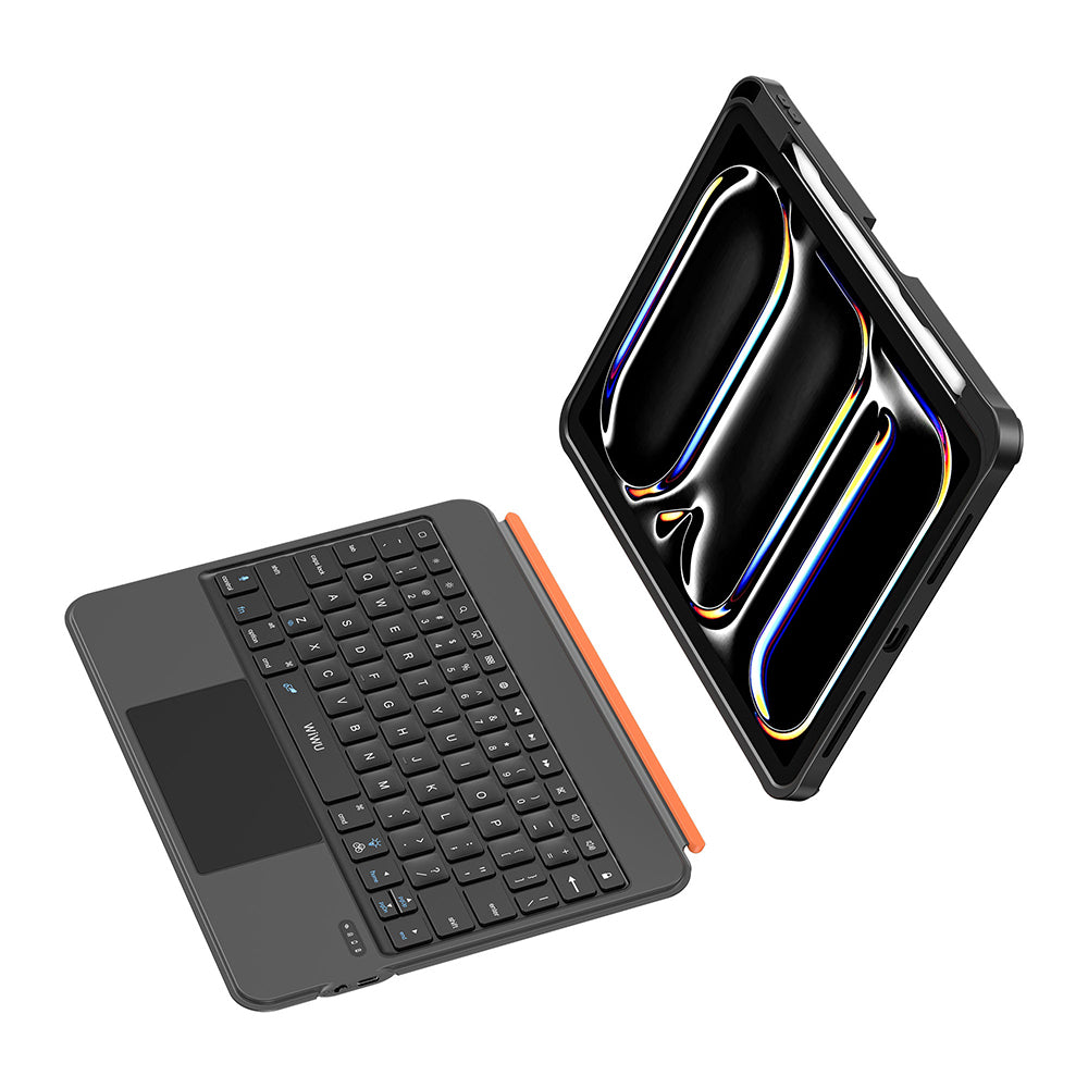 Apple iPad Pro 12.9 2020 (4.Nesil) Wiwu MK-007 Combo Pro Kalem Bölmeli Klavyeli Standlı Kılıf