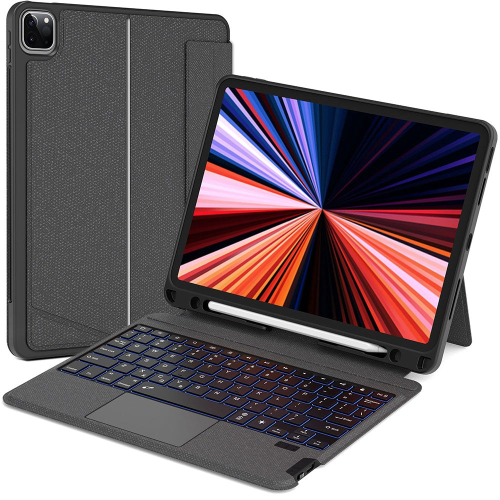 Apple iPad Pro 12.9 2021 (5.Nesil) Wiwu MagTouch Serisi Gizli Kalem Bölmeli Klavyeli Kılıf