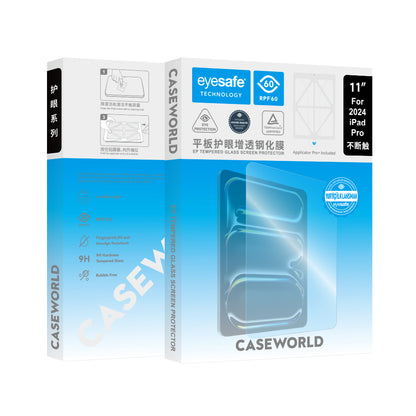 Apple iPad Pro 13 2024 CaseWorld Eyesafe Mavi Işık Teknolojili Temperli Cam Ekran Koruyucu + Uygulama Aparatı