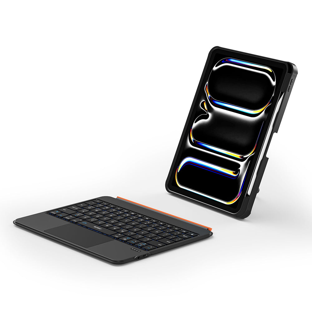 Apple iPad Pro 13 2024 Wiwu MK-007 Combo Pro Kalem Bölmeli Klavyeli Standlı Kılıf