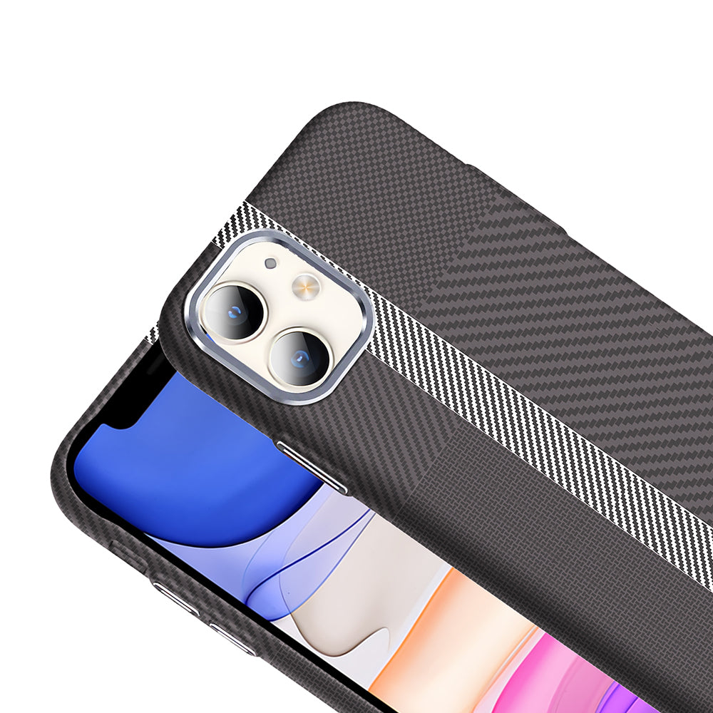 Apple iPhone 11 Kılıf M-safe Şarj Özellikli Karbon Fiber Görünümlü Zore Gros Kapak