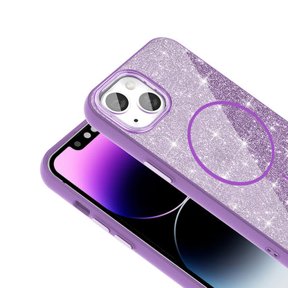 Apple iPhone 11 Kılıf M-safe Şarj Özellikli Parlayan Simli Zore Okso Kapak