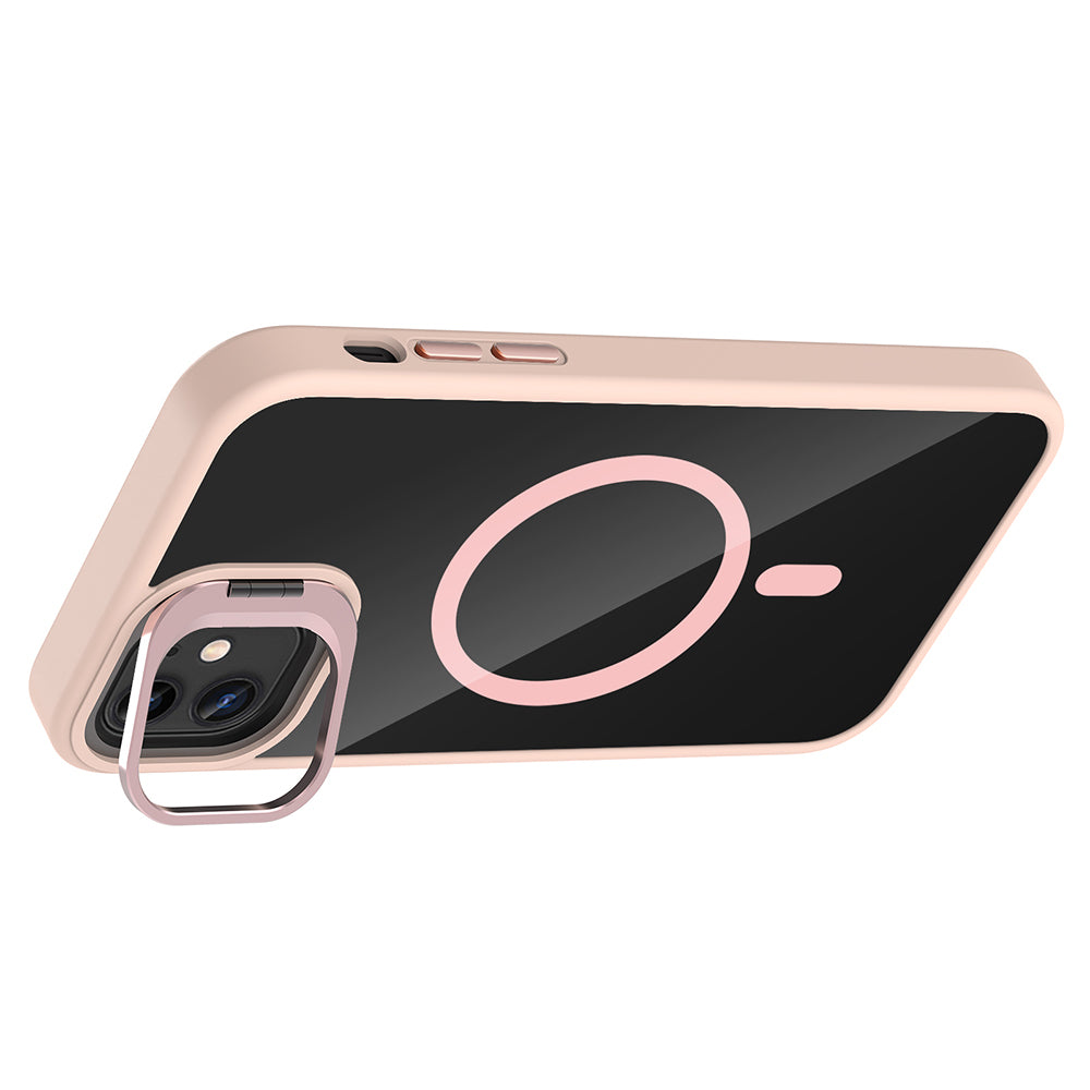 Apple iPhone 11 Kılıf Standlı ve Kamera Lens Hediyeli M-Safe Şarj Özellikli Zore Etro Kapak