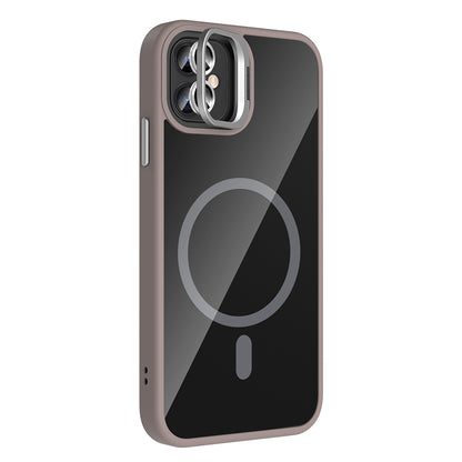 Apple iPhone 11 Kılıf Standlı ve Kamera Lens Hediyeli M-Safe Şarj Özellikli Zore Etro Kapak