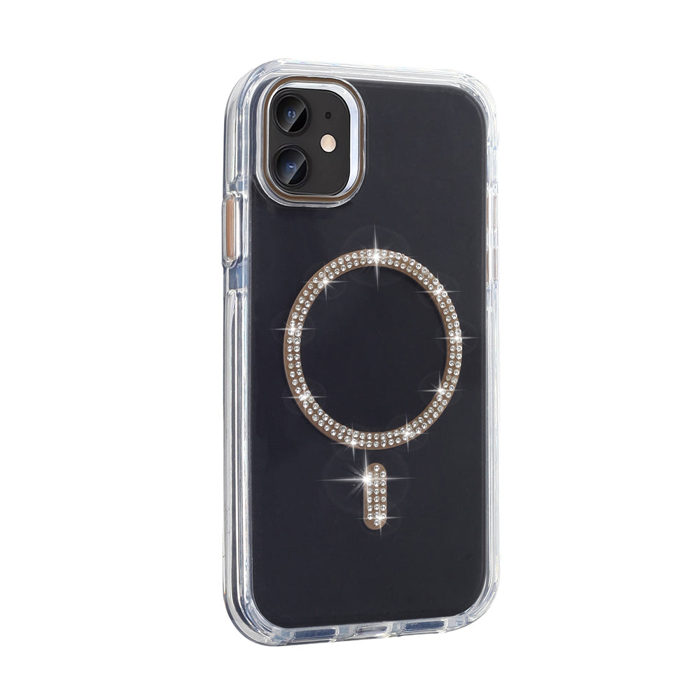 Apple iPhone 11 Kılıf Taşlı Tasarım M-safe Şarj Özellikli Zore Koment Silikon Kapak