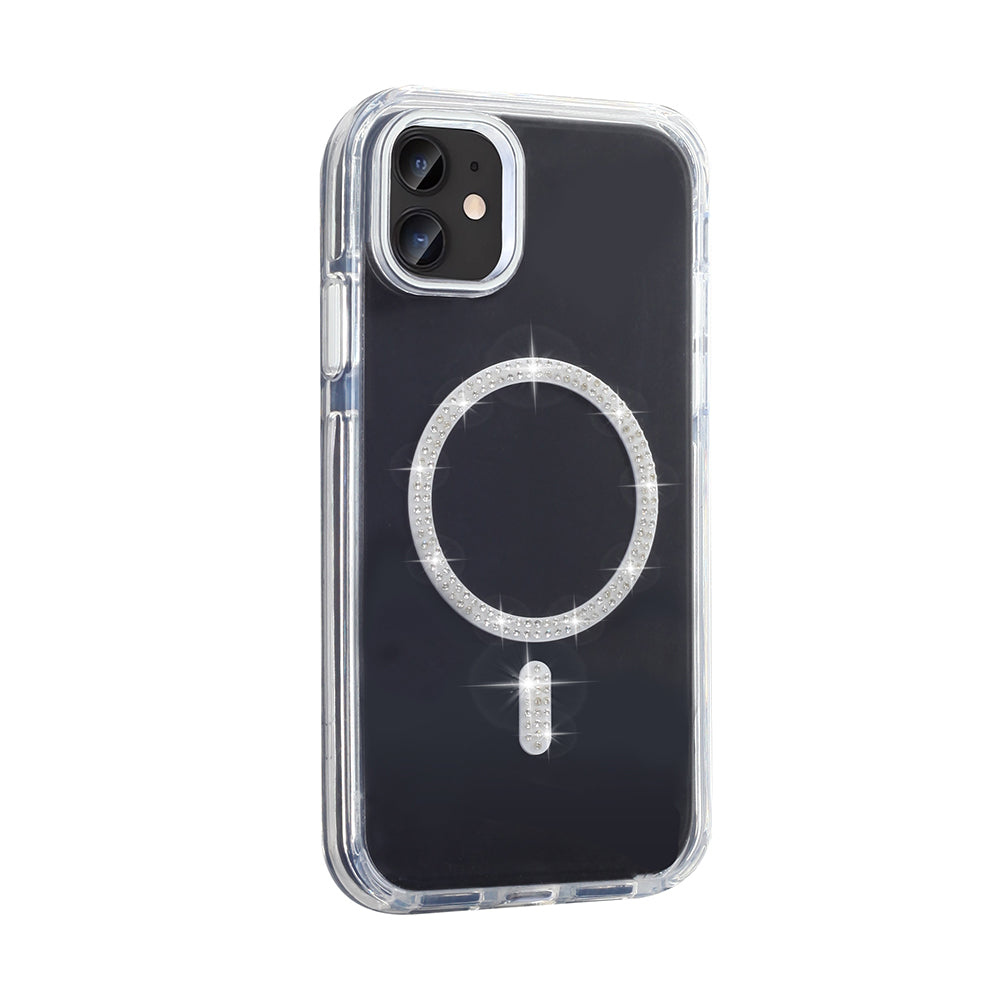 Apple iPhone 11 Kılıf Taşlı Tasarım M-safe Şarj Özellikli Zore Koment Silikon Kapak