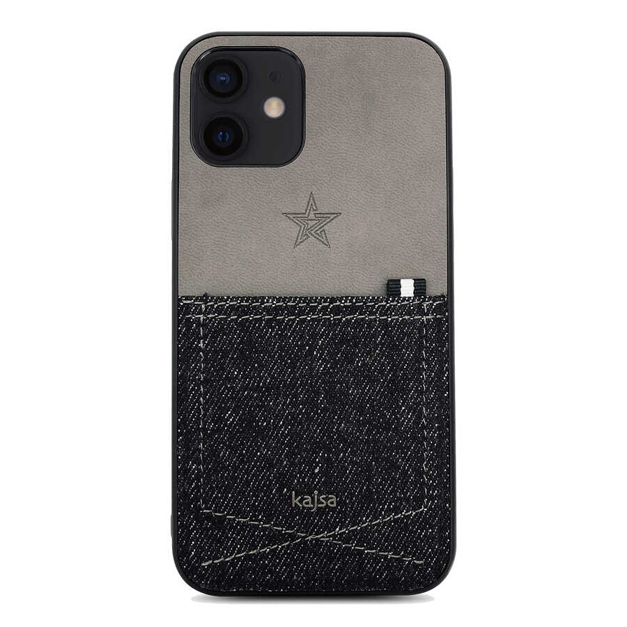 Apple iPhone 12 Kılıf Kajsa Denim Kapak