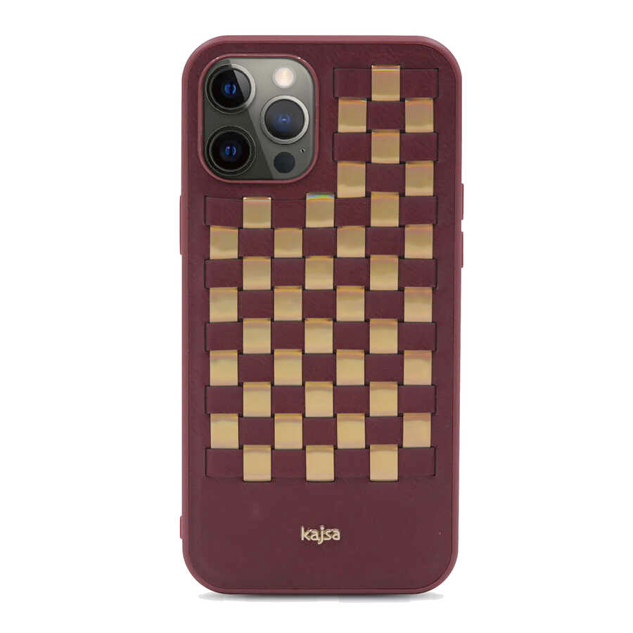 Apple iPhone 12 Pro Max Kılıf Kajsa Preppie Serisi Spotlight Woven Kapak