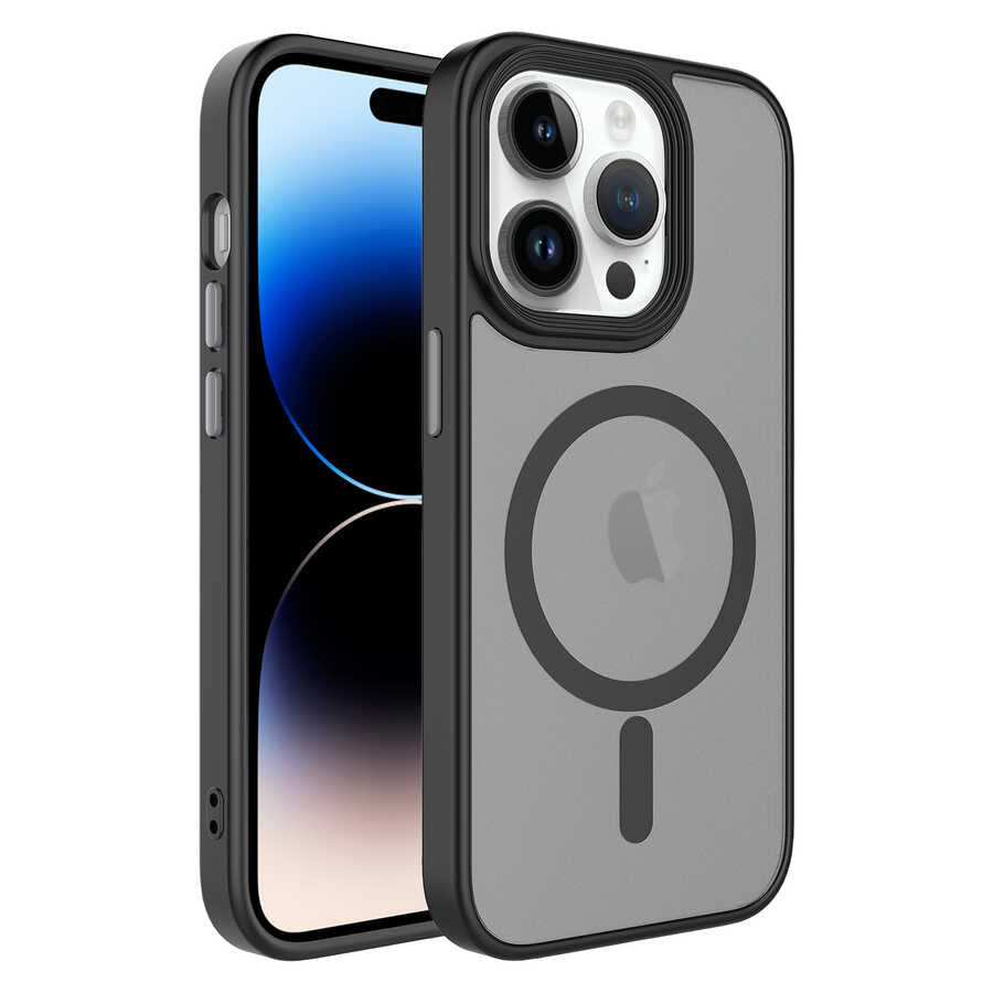 Apple iPhone 12 Pro Max Kılıf Mat Arka Yüzey Wireless Şarj Özellikli Zore Flet M-safe Kapak