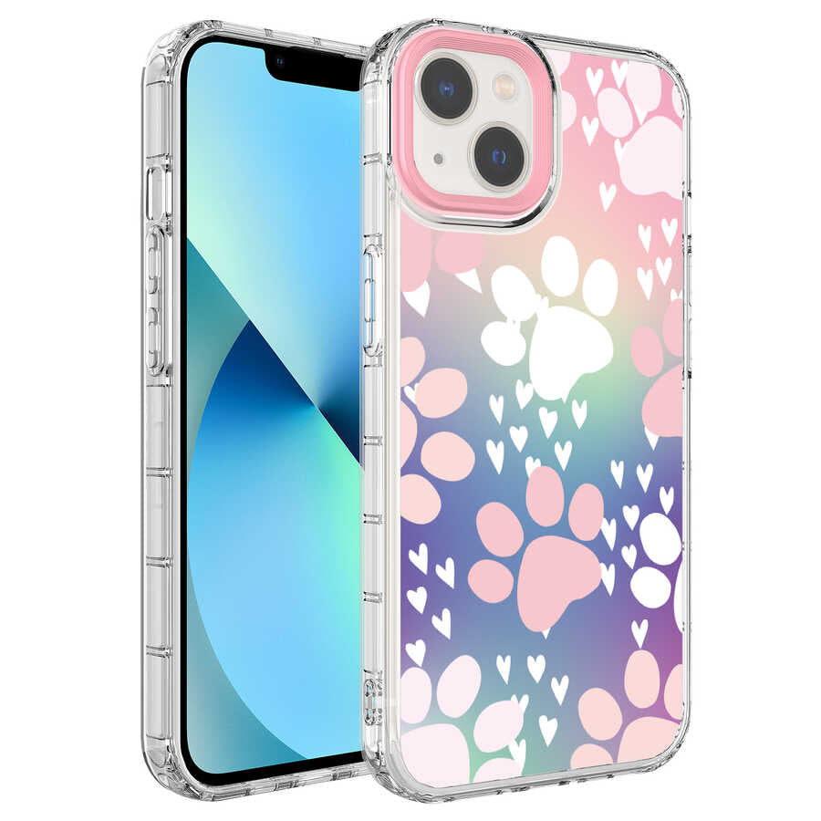 Apple iPhone 13 Kılıf Kamera Korumalı Renkli Desenli Sert Silikon Zore Korn Kapak