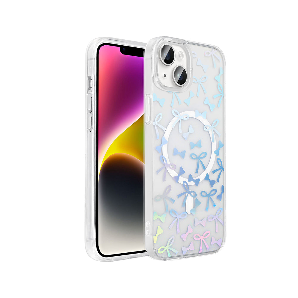 Apple iPhone 13 Kılıf M-Safe Şarj Özellikli Şeffaf Zore Folk Sert Kapak