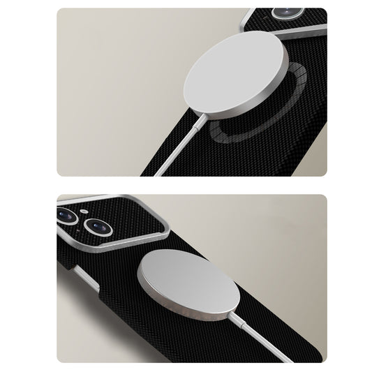 Apple iPhone 13 Kılıf M-Safe Şarj Özellikli Zore Paris Zerre Sert PC Kapak