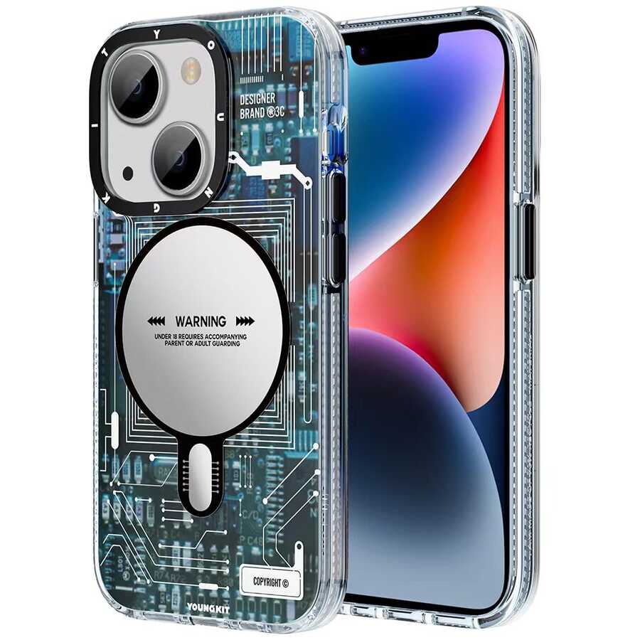 Apple iPhone 13 Kılıf M-safe Şarj Özellikli YoungKit Technology Serisi Kapak