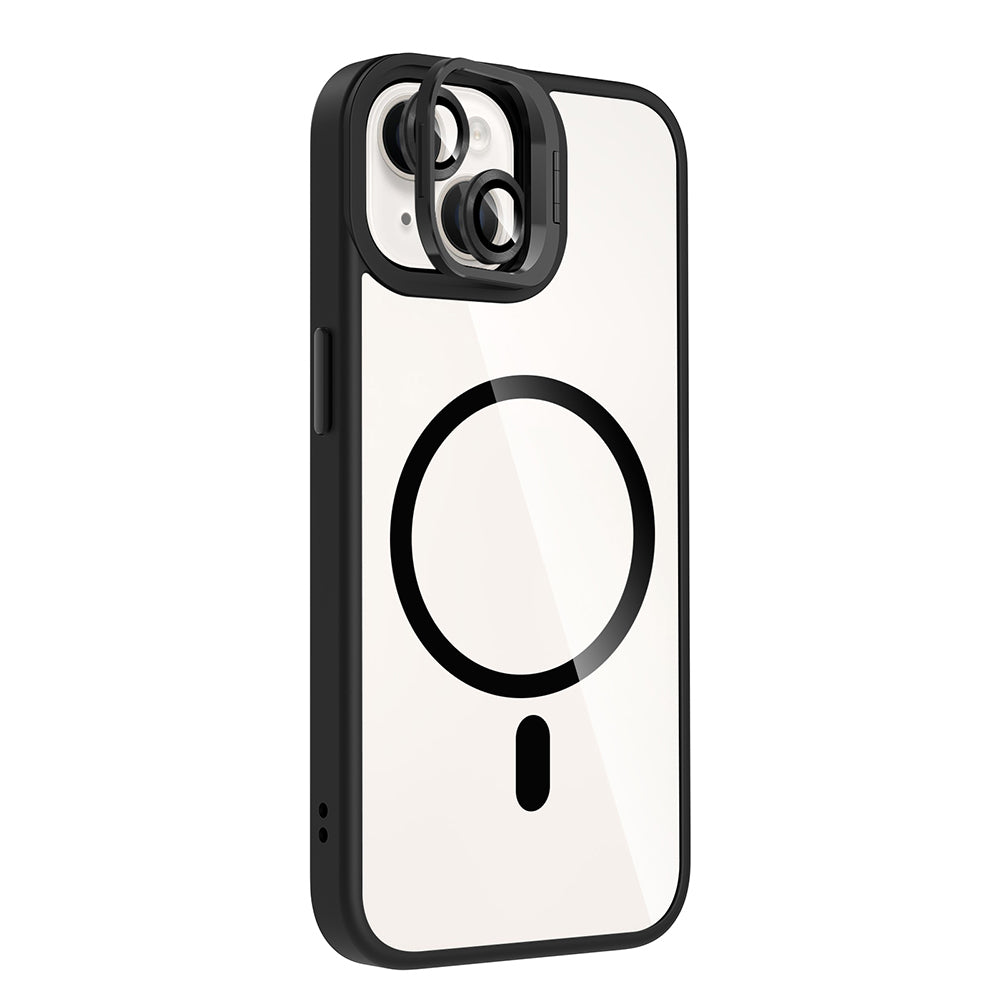 Apple iPhone 13 Kılıf Standlı ve Kamera Lens Hediyeli M-Safe Şarj Özellikli Zore Etro Kapak