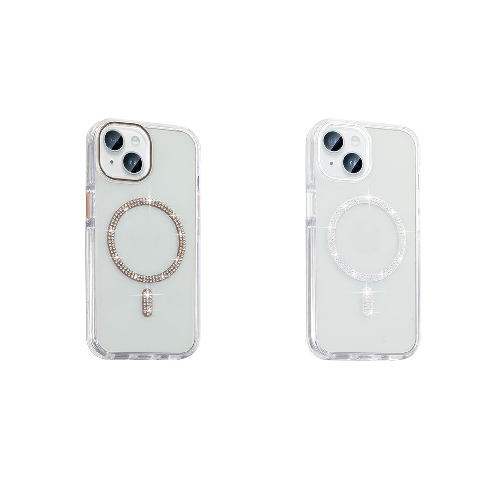 Apple iPhone 13 Kılıf Taşlı Tasarım M-safe Şarj Özellikli Zore Koment Silikon Kapak