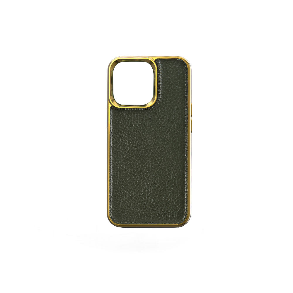 Apple iPhone 13 Mini Kılıf Wiwu Genuine Leather Gold Calfskin Orjinal Deri Kapak