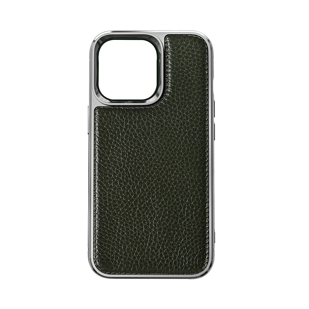 Apple iPhone 13 Mini Kılıf Wiwu Genuine Leather Silver Calfskin Orjinal Deri Kapak