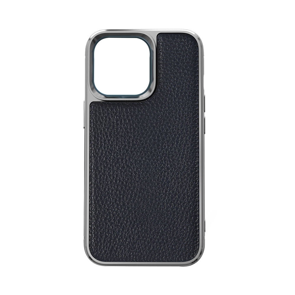 Apple iPhone 13 Mini Kılıf Wiwu Genuine Leather Silver Calfskin Orjinal Deri Kapak