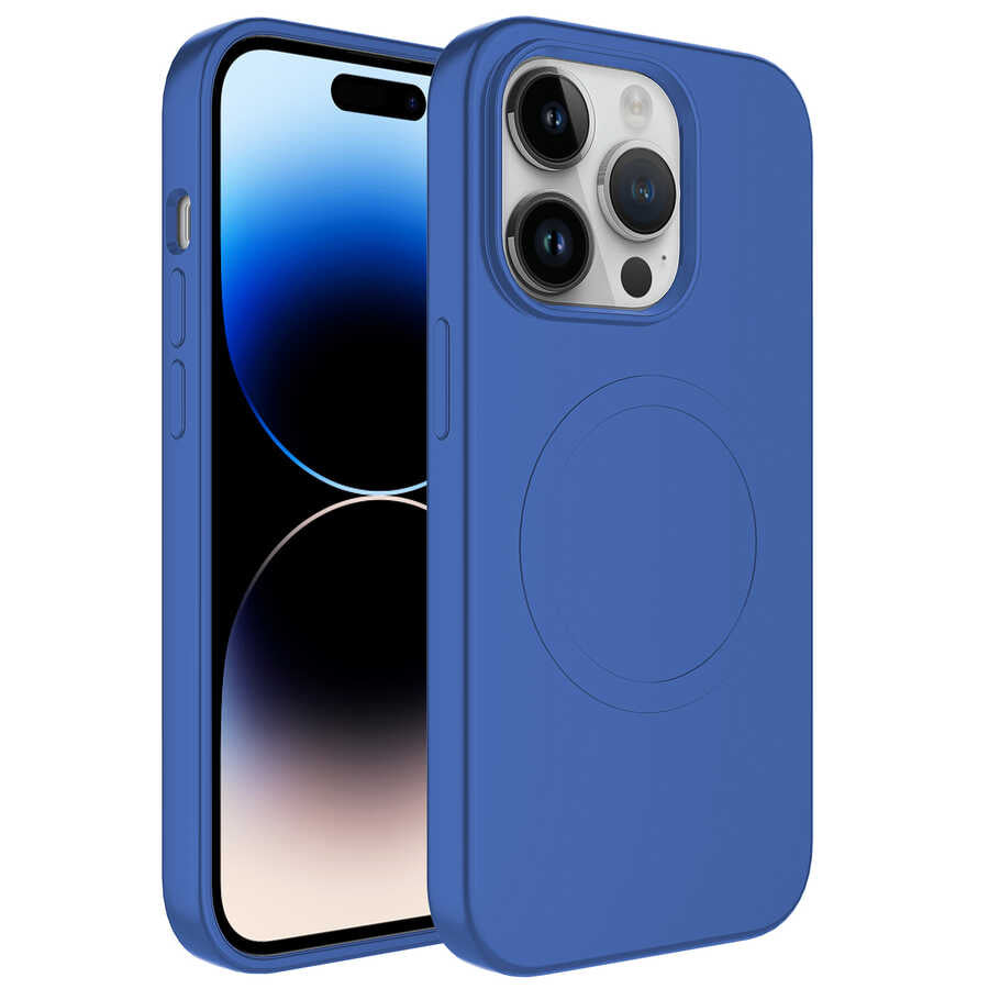 Apple iPhone 13 Pro Kılıf M-safe Wireless Şarj Özellikli Pastel Renk Silikon Zore Plas Kapak