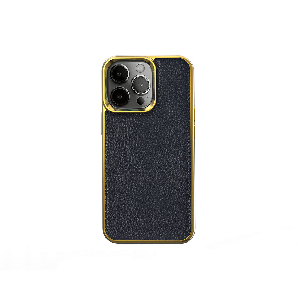 Apple iPhone 13 Pro Kılıf Wiwu Genuine Leather Gold Calfskin Orjinal Deri Kapak