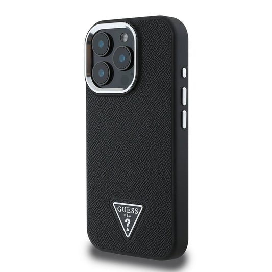 Apple iPhone 13 Pro Max Kılıf Guess Orjinal Lisanslı M-safe Şarj Özellikli Grained Triangle Kapak