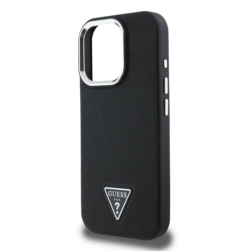 Apple iPhone 13 Pro Max Kılıf Guess Orjinal Lisanslı M-safe Şarj Özellikli Grained Triangle Kapak