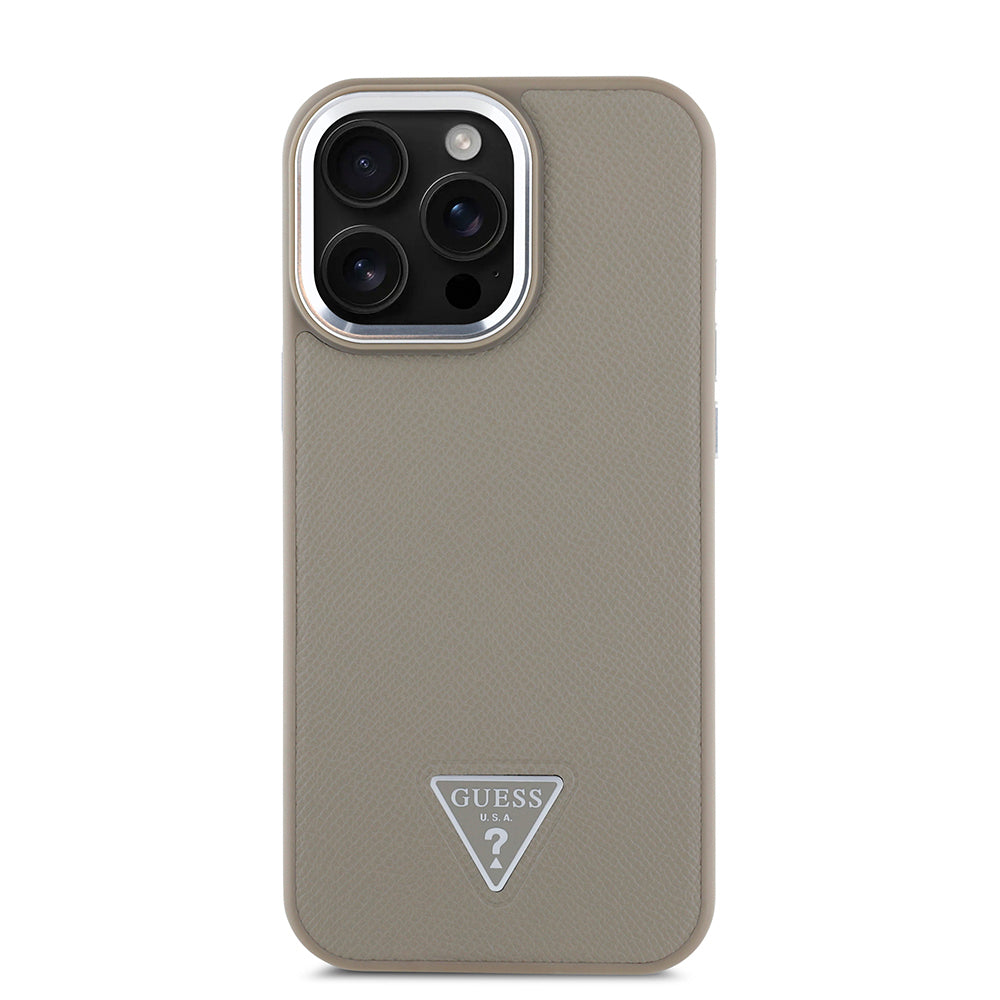 Apple iPhone 13 Pro Max Kılıf Guess Orjinal Lisanslı M-safe Şarj Özellikli Grained Triangle Kapak