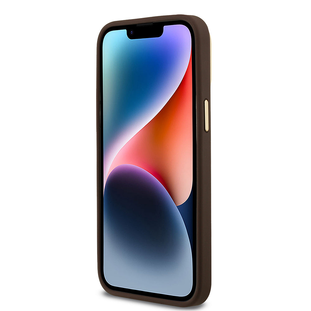 Apple iPhone 13 Pro Max Kılıf Guess Orjinal Lisanslı PU Deri 4G Desenli Metal Büyük 4G ve Yazı Logolu Kamera Standlı Kapak