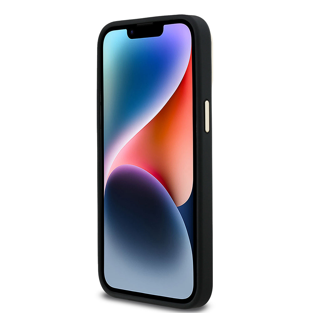 Apple iPhone 13 Pro Max Kılıf Guess Orjinal Lisanslı PU Deri Taşlı Üçgen Logo 4G Desenli Kamera Standlı Kapak