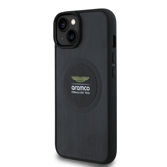 Apple iPhone 14 Kılıf Aston Martin Orjinal Lisanslı M-safe Şarj Özellikli Aluminyum Arka Yüzeyli Formula One Team Baskılı Kapak