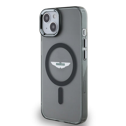 Apple iPhone 14 Kılıf Aston Martin Orjinal Lisanslı M-safe Şarj Özellikli IML Baskı Logolu Metal Düğmeli Kapak