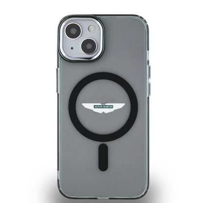 Apple iPhone 14 Kılıf Aston Martin Orjinal Lisanslı M-safe Şarj Özellikli IML Baskı Logolu Metal Düğmeli Kapak