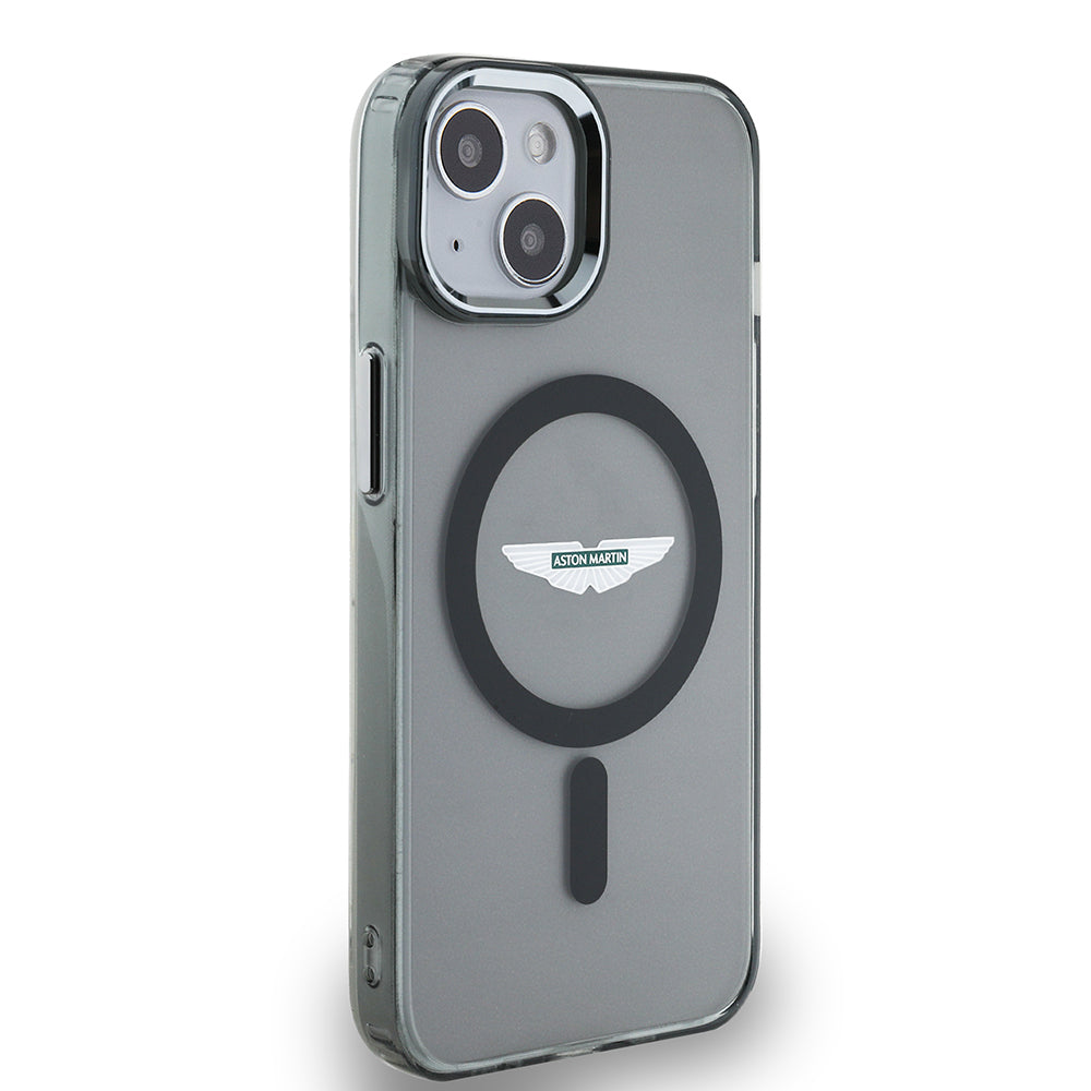 Apple iPhone 14 Kılıf Aston Martin Orjinal Lisanslı M-safe Şarj Özellikli IML Baskı Logolu Metal Düğmeli Kapak