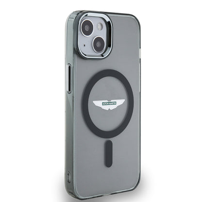 Apple iPhone 14 Kılıf Aston Martin Orjinal Lisanslı M-safe Şarj Özellikli IML Baskı Logolu Metal Düğmeli Kapak