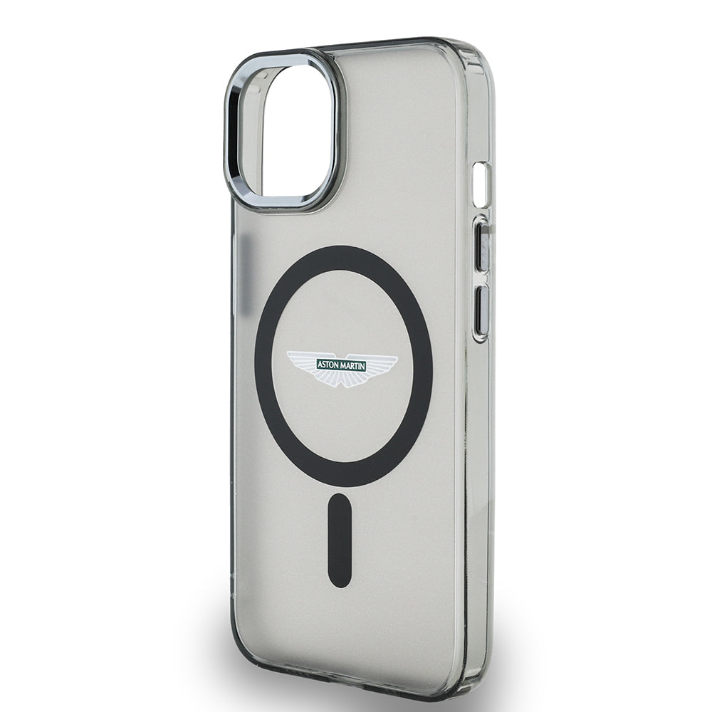 Apple iPhone 14 Kılıf Aston Martin Orjinal Lisanslı M-safe Şarj Özellikli IML Baskı Logolu Metal Düğmeli Kapak