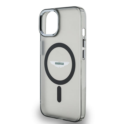 Apple iPhone 14 Kılıf Aston Martin Orjinal Lisanslı M-safe Şarj Özellikli IML Baskı Logolu Metal Düğmeli Kapak