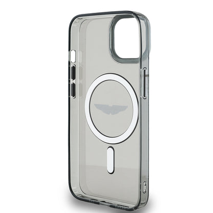 Apple iPhone 14 Kılıf Aston Martin Orjinal Lisanslı M-safe Şarj Özellikli IML Baskı Logolu Metal Düğmeli Kapak