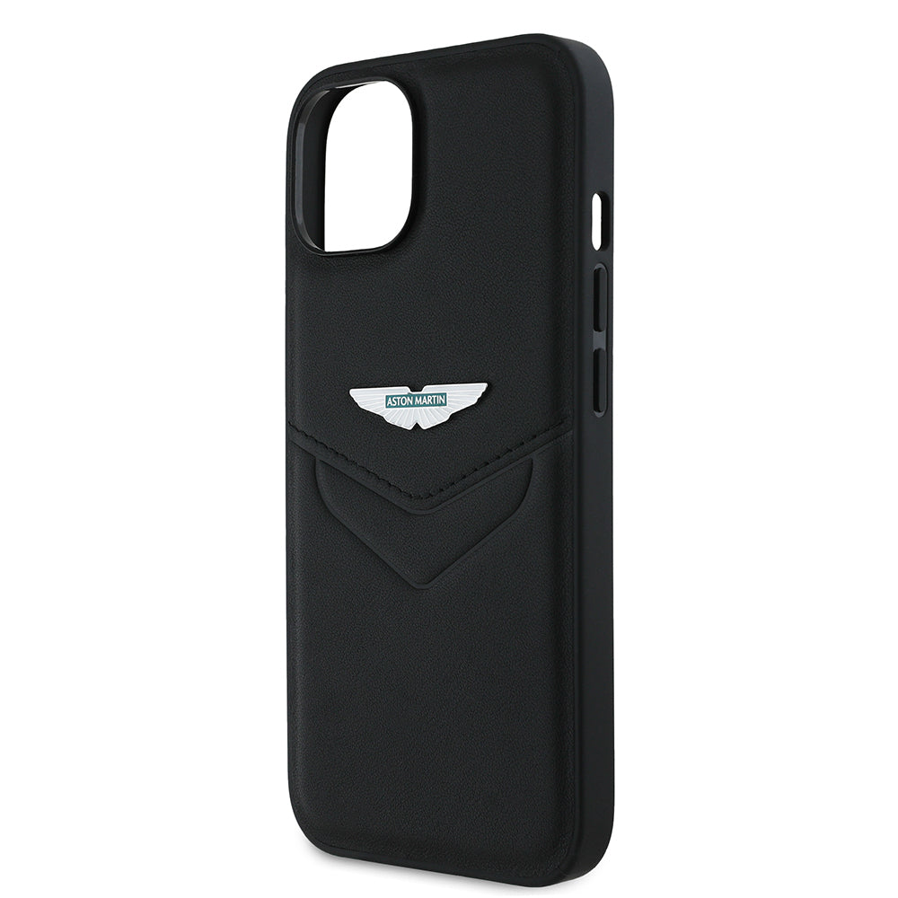 Apple iPhone 14 Kılıf Aston Martin Orjinal Lisanslı Victory Dizayn PU Deri Metal Logolu Kapak